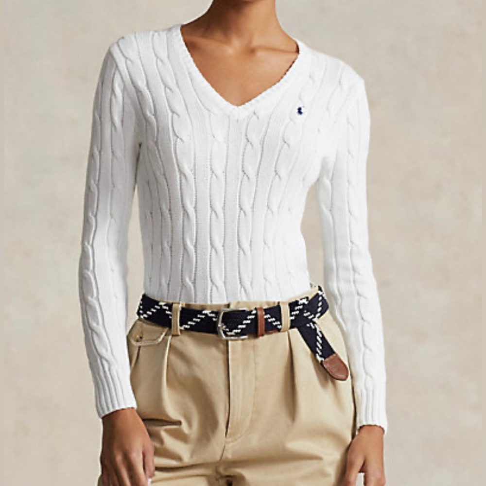 Ralph Lauren Sport Cable Knit V neck Sweater